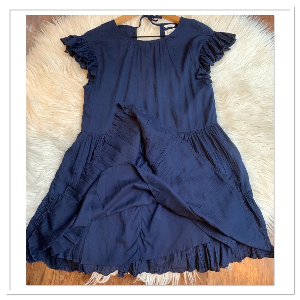Aritzia Wilfred Sidonie Dress Tiered Babydoll Flutter Sleeve Blue Size XXS - Picture 2 of 9